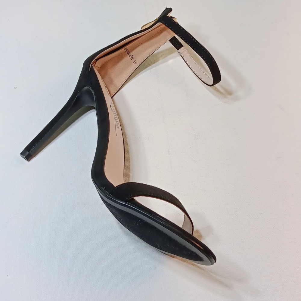 SO ME Women's Black Open Toe Ankle Strap  Stiletto  Heels - 10 - Picture 4 of 6